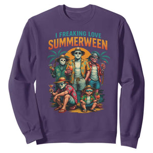 Funny I Freaking Love Summerween Sweatshirt Horror Halloween Summer TS11 Purple Print Your Wear