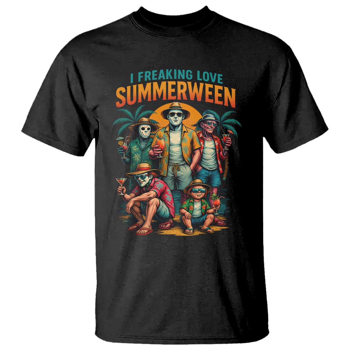 Funny I Freaking Love Summerween T Shirt Horror Halloween Summer TS11 Black Print Your Wear
