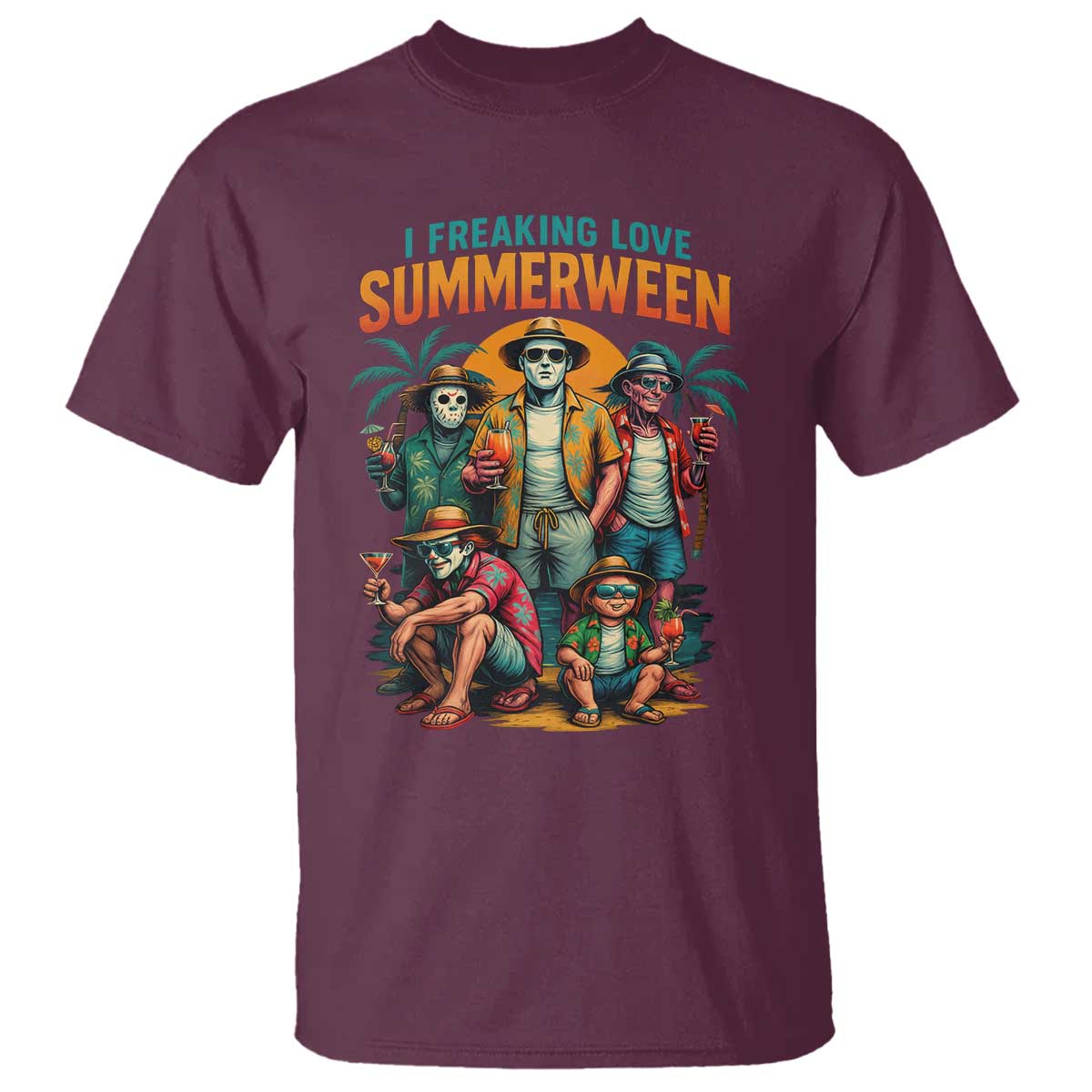 Funny I Freaking Love Summerween T Shirt Horror Halloween Summer TS11 Maroon Print Your Wear