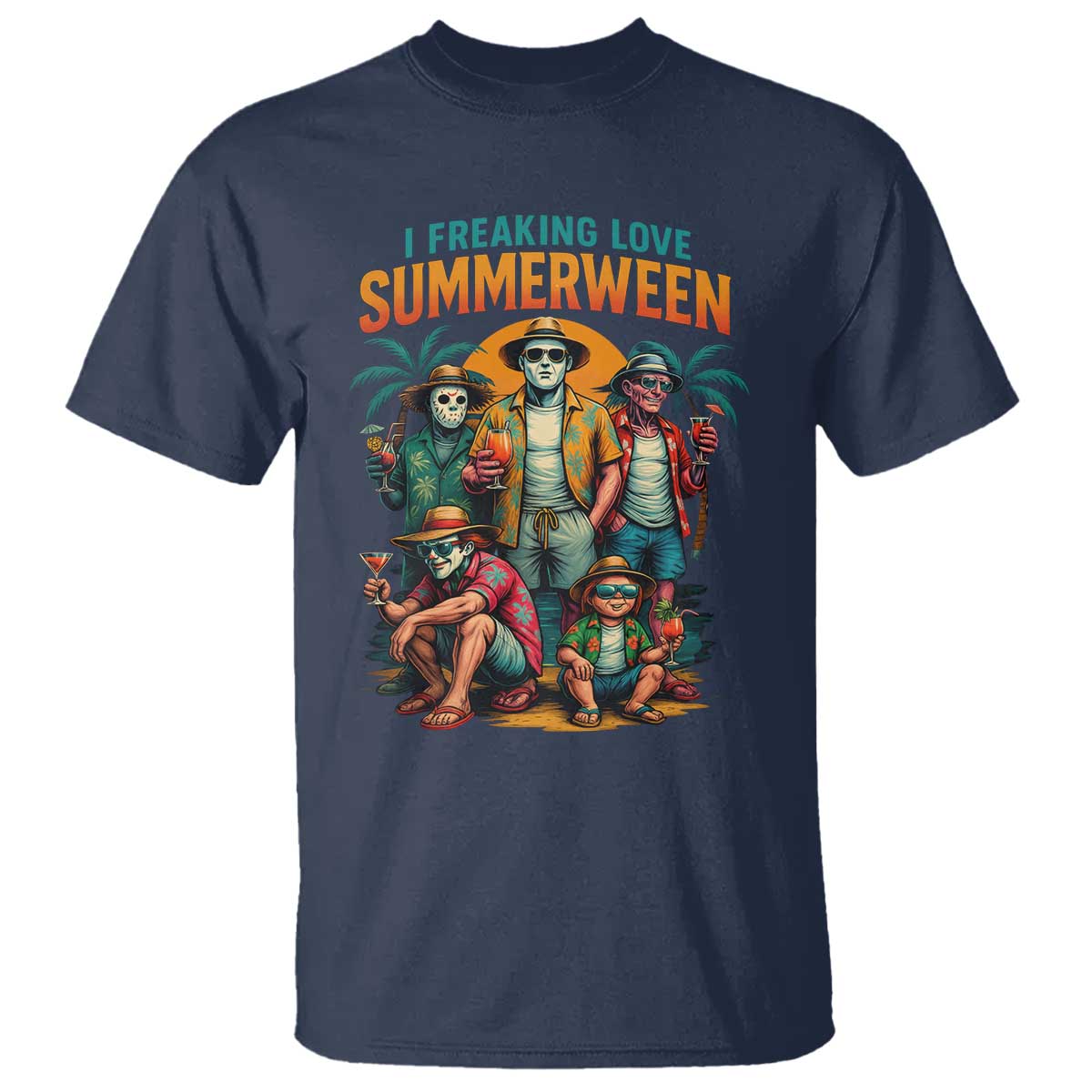 Funny I Freaking Love Summerween T Shirt Horror Halloween Summer TS11 Navy Print Your Wear