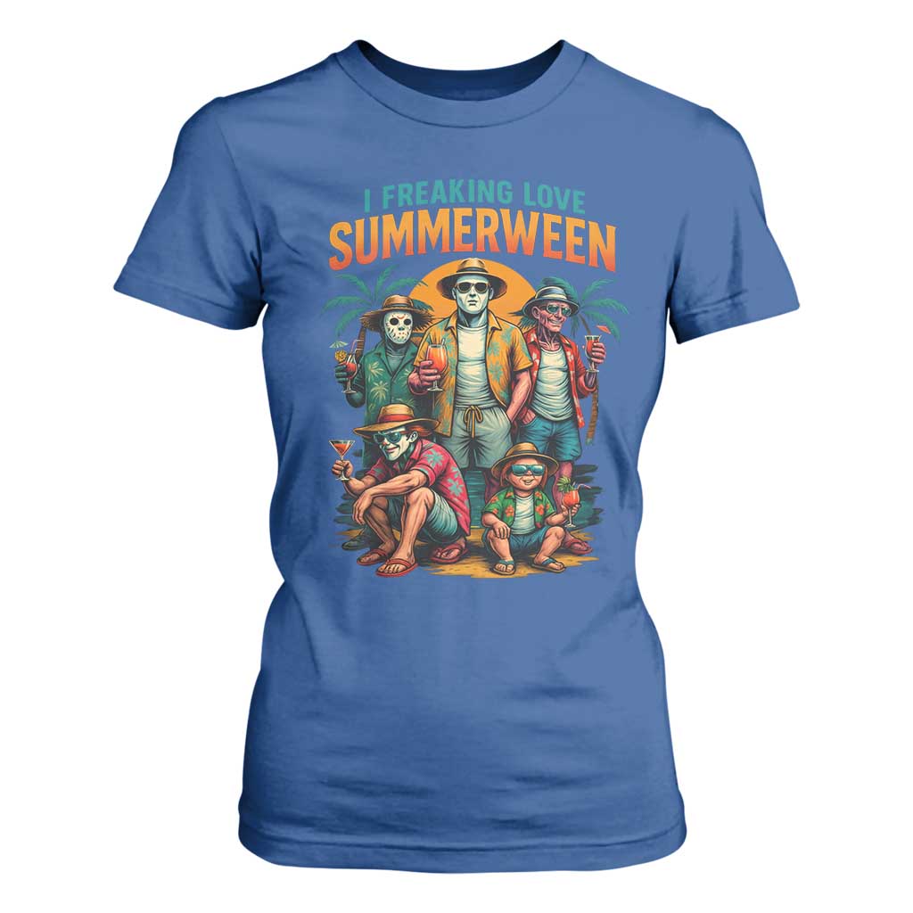 Funny I Freaking Love Summerween T Shirt For Women Horror Halloween Summer TS11 Royal Blue Print Your Wear