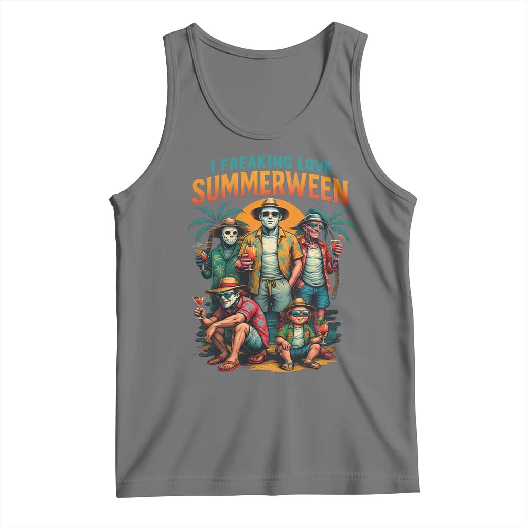 Funny I Freaking Love Summerween Tank Top Horror Halloween Summer TS11 Black Heather Print Your Wear