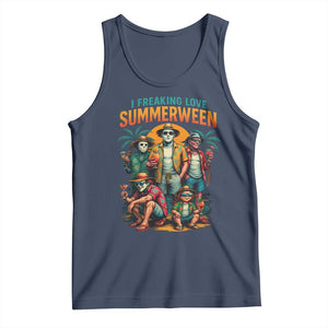 Funny I Freaking Love Summerween Tank Top Horror Halloween Summer TS11 Navy Print Your Wear