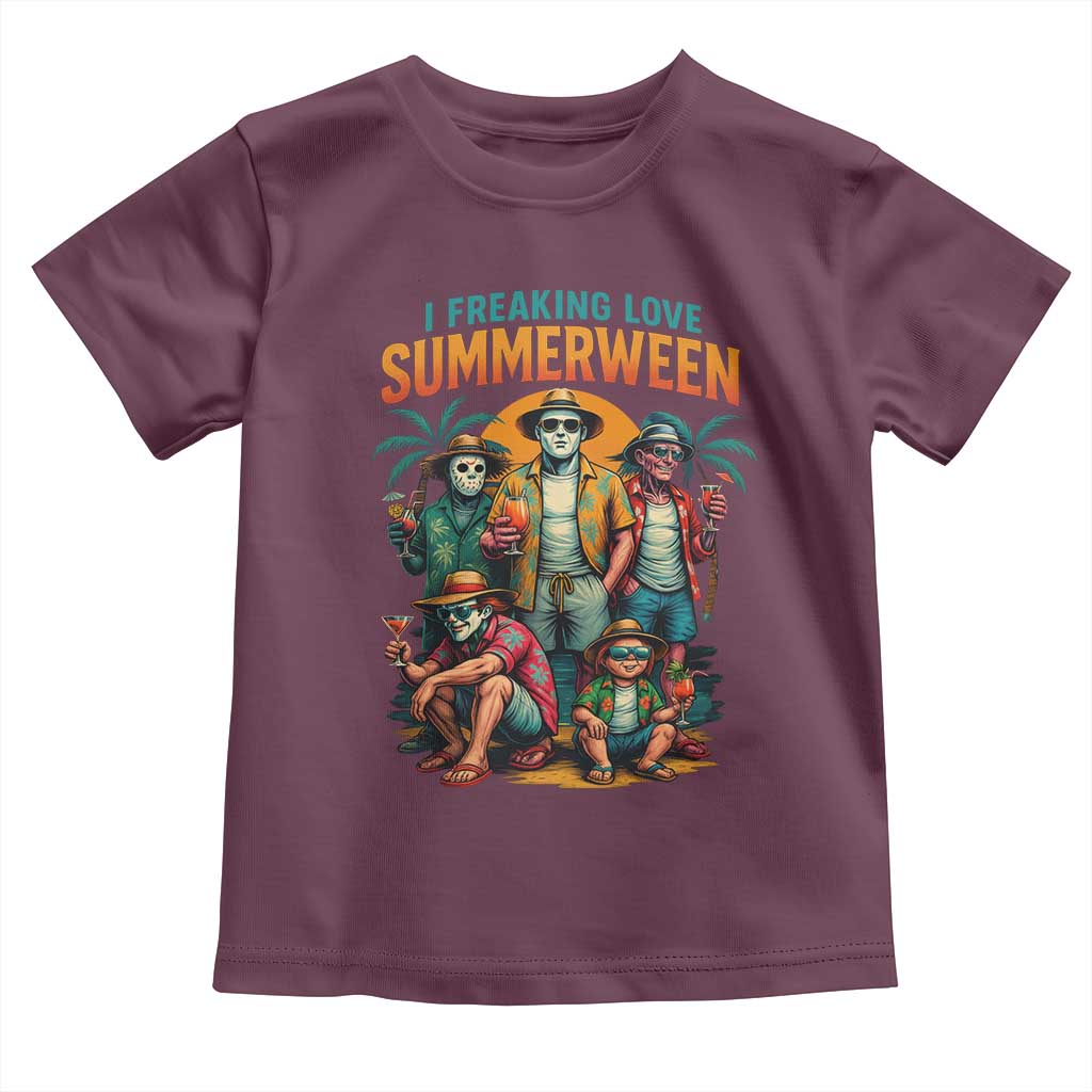 Funny I Freaking Love Summerween Toddler T Shirt Horror Halloween Summer TS11 Maroon Print Your Wear