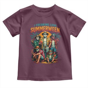 Funny I Freaking Love Summerween Toddler T Shirt Horror Halloween Summer TS11 Maroon Print Your Wear