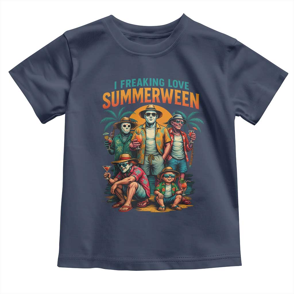 Funny I Freaking Love Summerween Toddler T Shirt Horror Halloween Summer TS11 Navy Print Your Wear