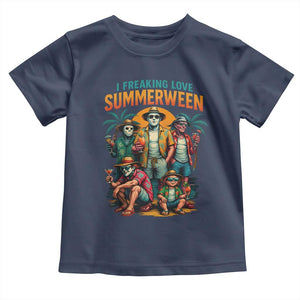 Funny I Freaking Love Summerween Toddler T Shirt Horror Halloween Summer TS11 Navy Print Your Wear
