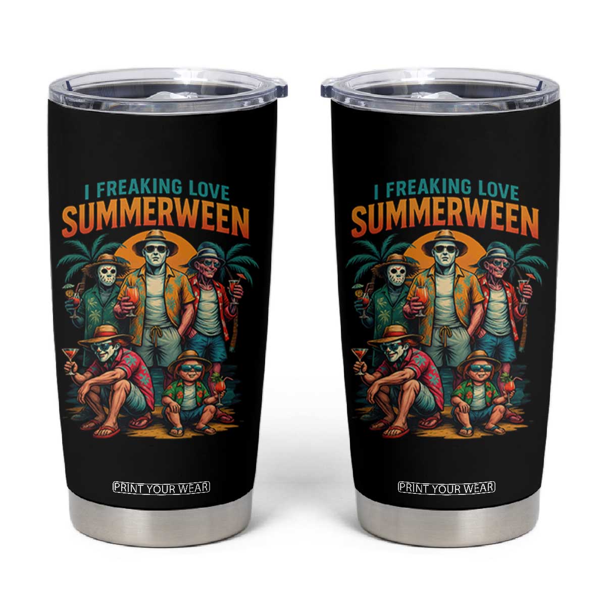 Funny I Freaking Love Summerween Tumbler Cup Horror Halloween Summer TS11 Black Print Your Wear