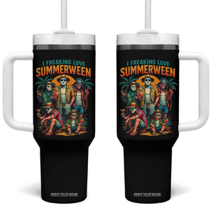 Funny I Freaking Love Summerween Tumbler With Handle Horror Halloween Summer TS11 One Size: 40 oz Black Print Your Wear