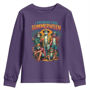 Funny I Freaking Love Summerween Youth Sweatshirt Horror Halloween Summer TS11 Purple Print Your Wear