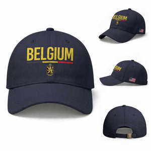 Belgium Belgian Flag Baseball Cap Belgian Lion Coat of Arms Belgie Souvenir TS11 Baseball Cap Universal Fit Navy Print Your Wear