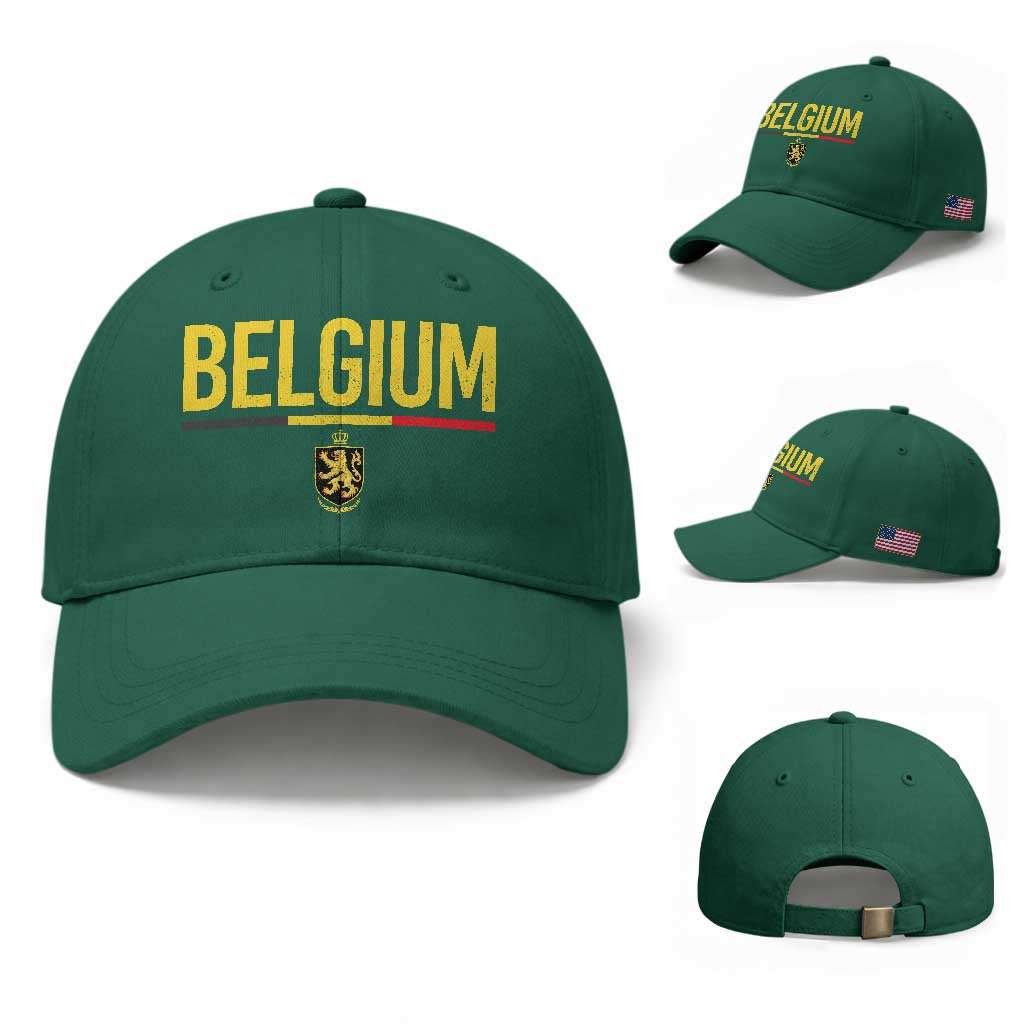 Belgium Belgian Flag Baseball Cap Belgian Lion Coat of Arms Belgie Souvenir TS11 Baseball Cap Universal Fit Irish Green Print Your Wear