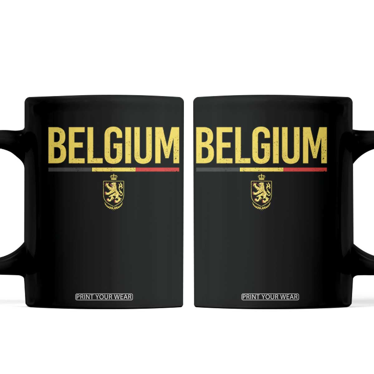 Belgium Belgian Flag Coffee Mug Belgian Lion Coat of Arms Belgie Souvenir TS11 Black Print Your Wear