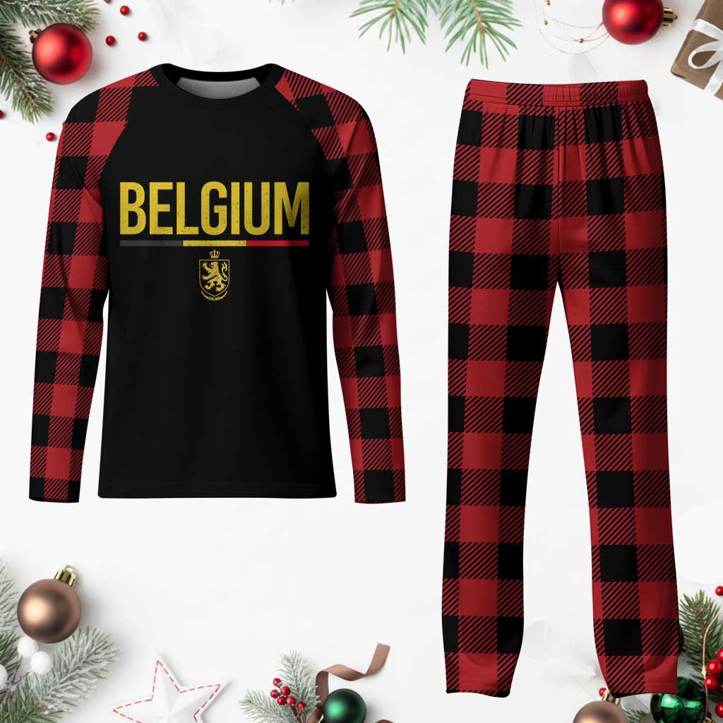 Belgium Belgian Flag Plaid Pajama Set Belgian Lion Coat of Arms Belgie Souvenir TS11 Buffalo Plaid Print Your Wear