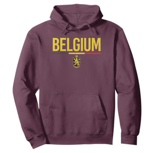 Belgium Belgian Flag Hoodie Belgian Lion Coat of Arms Belgie Souvenir TS11 S Maroon Print Your Wear