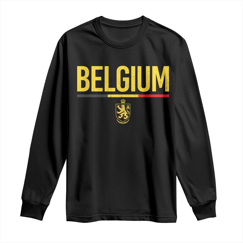 Belgium Belgian Flag Long Sleeve Shirt Belgian Lion Coat of Arms Belgie Souvenir TS11 Black Print Your Wear