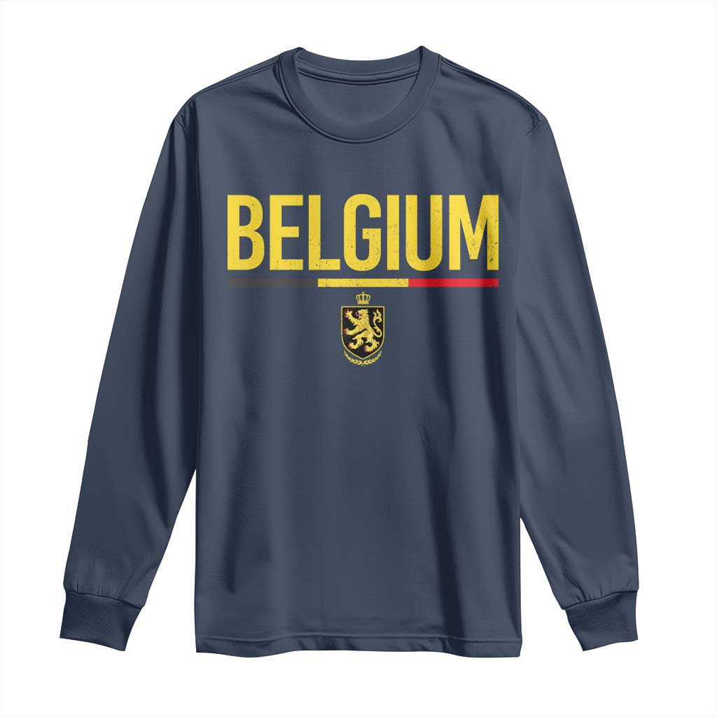 Belgium Belgian Flag Long Sleeve Shirt Belgian Lion Coat of Arms Belgie Souvenir TS11 Navy Print Your Wear