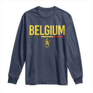 Belgium Belgian Flag Long Sleeve Shirt Belgian Lion Coat of Arms Belgie Souvenir TS11 Navy Print Your Wear