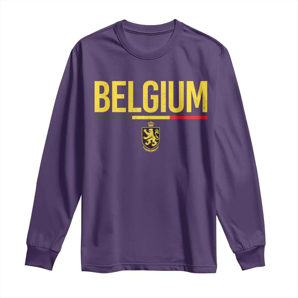 Belgium Belgian Flag Long Sleeve Shirt Belgian Lion Coat of Arms Belgie Souvenir TS11 Purple Print Your Wear