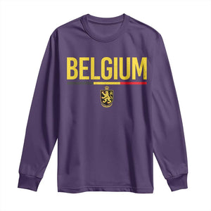Belgium Belgian Flag Long Sleeve Shirt Belgian Lion Coat of Arms Belgie Souvenir TS11 Purple Print Your Wear