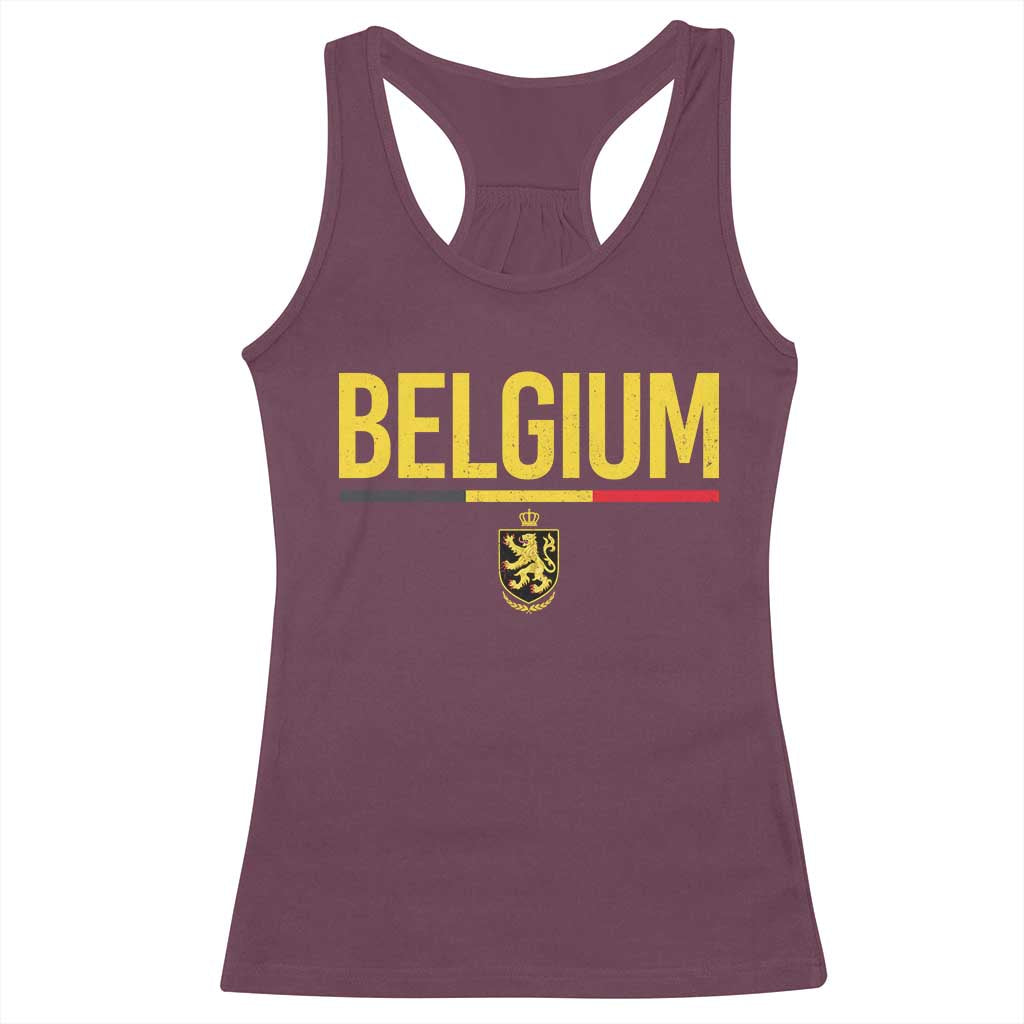 Belgium Belgian Flag Racerback Tank Top Belgian Lion Coat of Arms Belgie Souvenir TS11 Maroon Print Your Wear