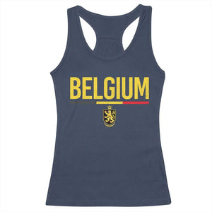 Belgium Belgian Flag Racerback Tank Top Belgian Lion Coat of Arms Belgie Souvenir TS11 Navy Print Your Wear
