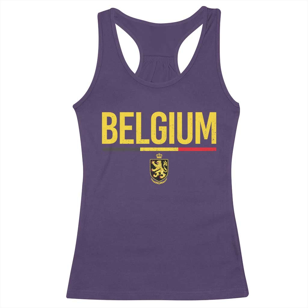 Belgium Belgian Flag Racerback Tank Top Belgian Lion Coat of Arms Belgie Souvenir TS11 Purple Print Your Wear