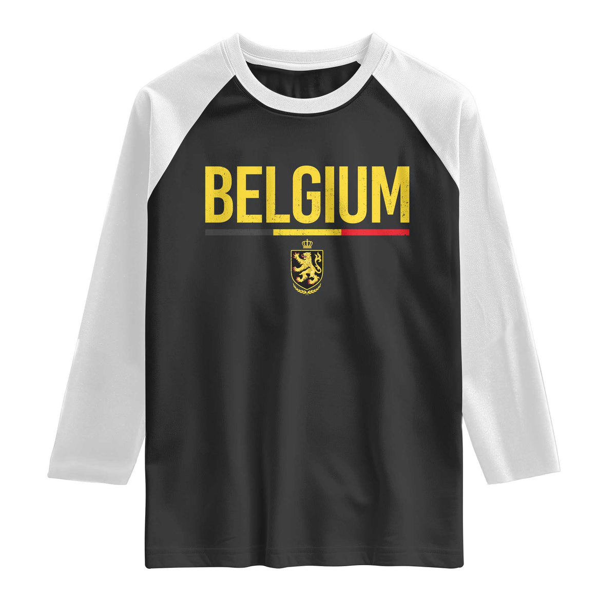 Belgium Belgian Flag Raglan Shirt Belgian Lion Coat of Arms Belgie Souvenir TS11 Black White Print Your Wear