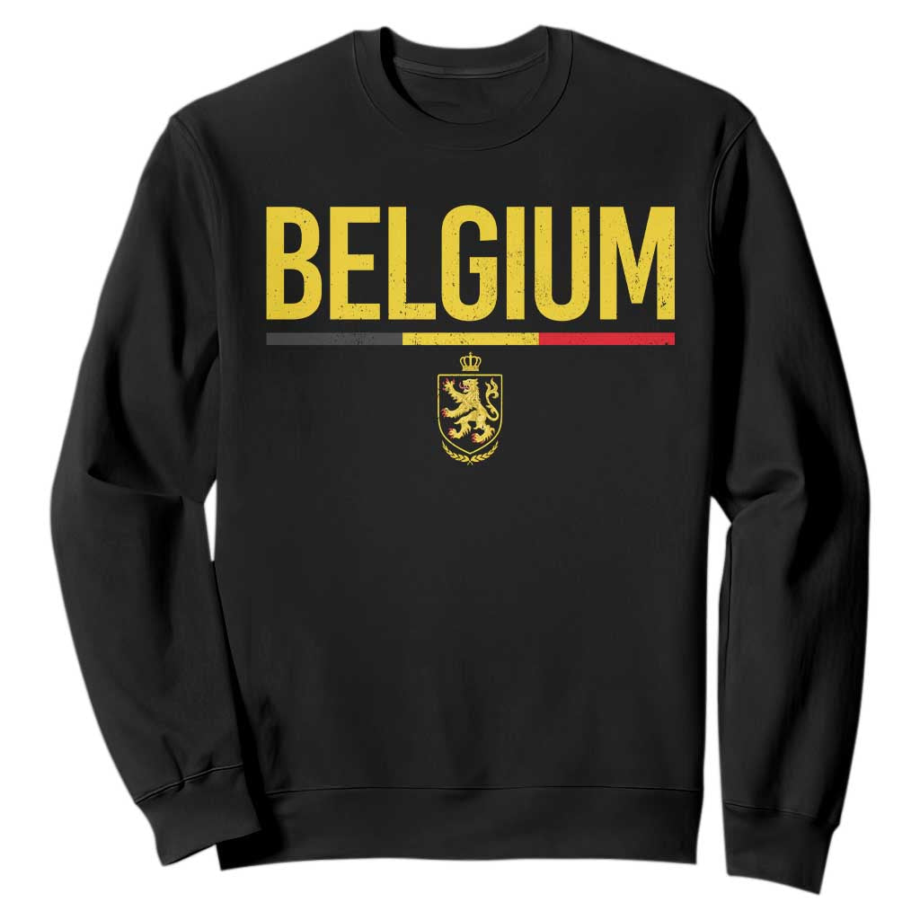 Belgium Belgian Flag Sweatshirt Belgian Lion Coat of Arms Belgie Souvenir TS11 Black Print Your Wear