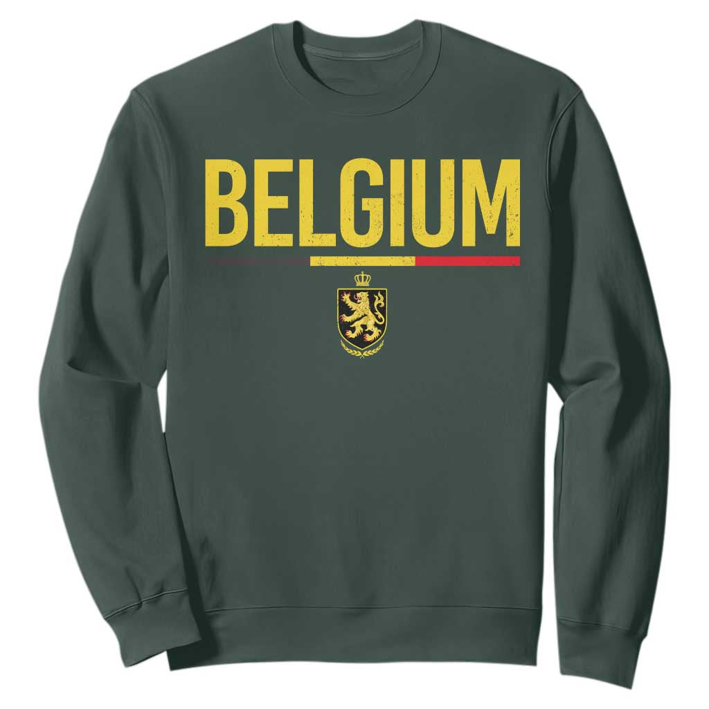 Belgium Belgian Flag Sweatshirt Belgian Lion Coat of Arms Belgie Souvenir TS11 Dark Forest Green Print Your Wear