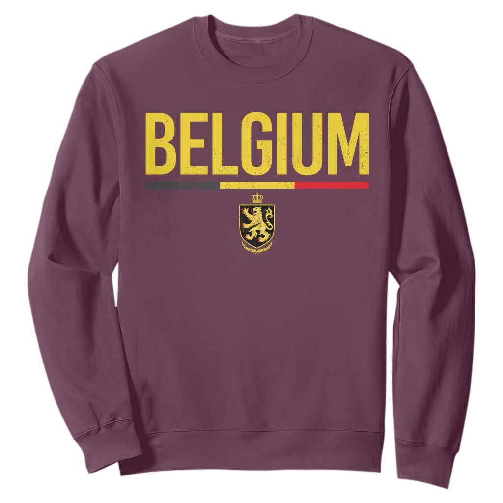 Belgium Belgian Flag Sweatshirt Belgian Lion Coat of Arms Belgie Souvenir TS11 S Maroon Print Your Wear
