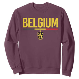 Belgium Belgian Flag Sweatshirt Belgian Lion Coat of Arms Belgie Souvenir TS11 S Maroon Print Your Wear