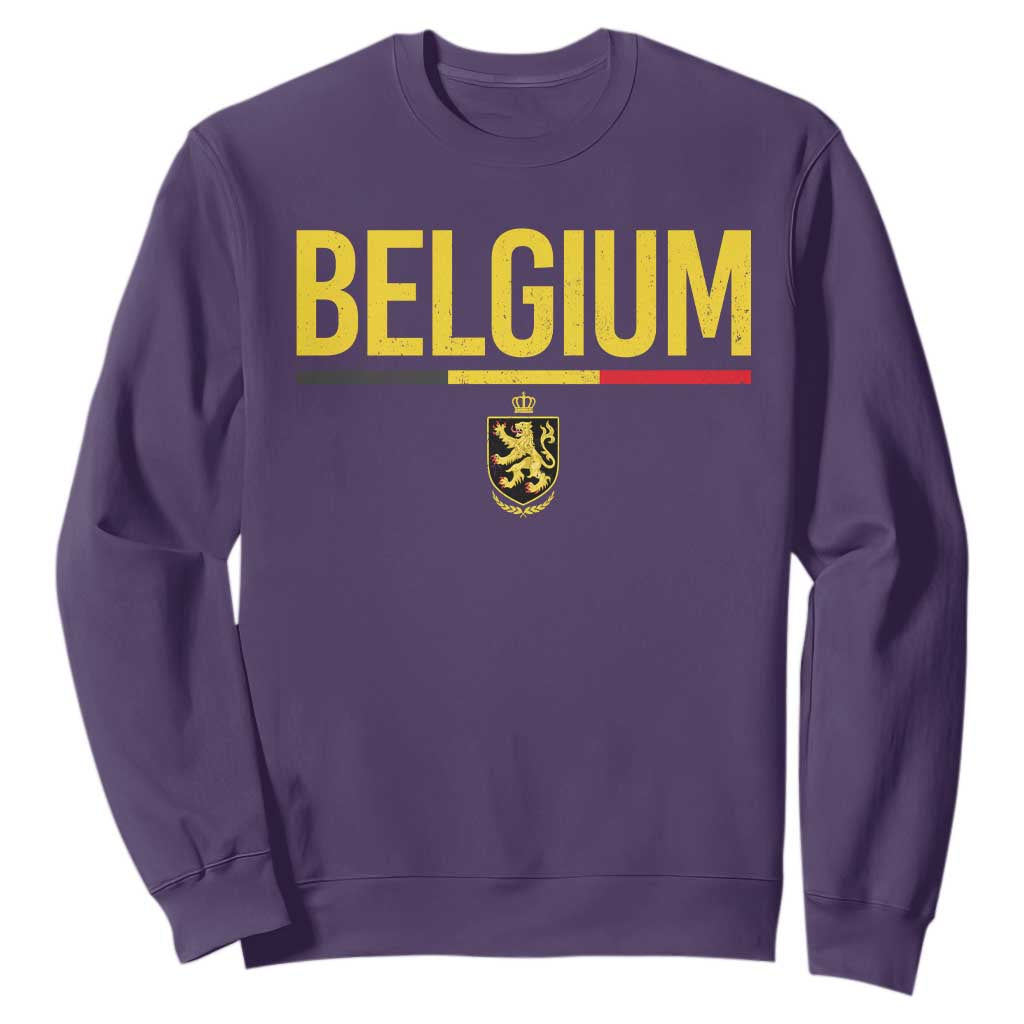 Belgium Belgian Flag Sweatshirt Belgian Lion Coat of Arms Belgie Souvenir TS11 Purple Print Your Wear