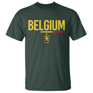 Belgium Belgian Flag T Shirt Belgian Lion Coat of Arms Belgie Souvenir TS11 Dark Forest Green Print Your Wear