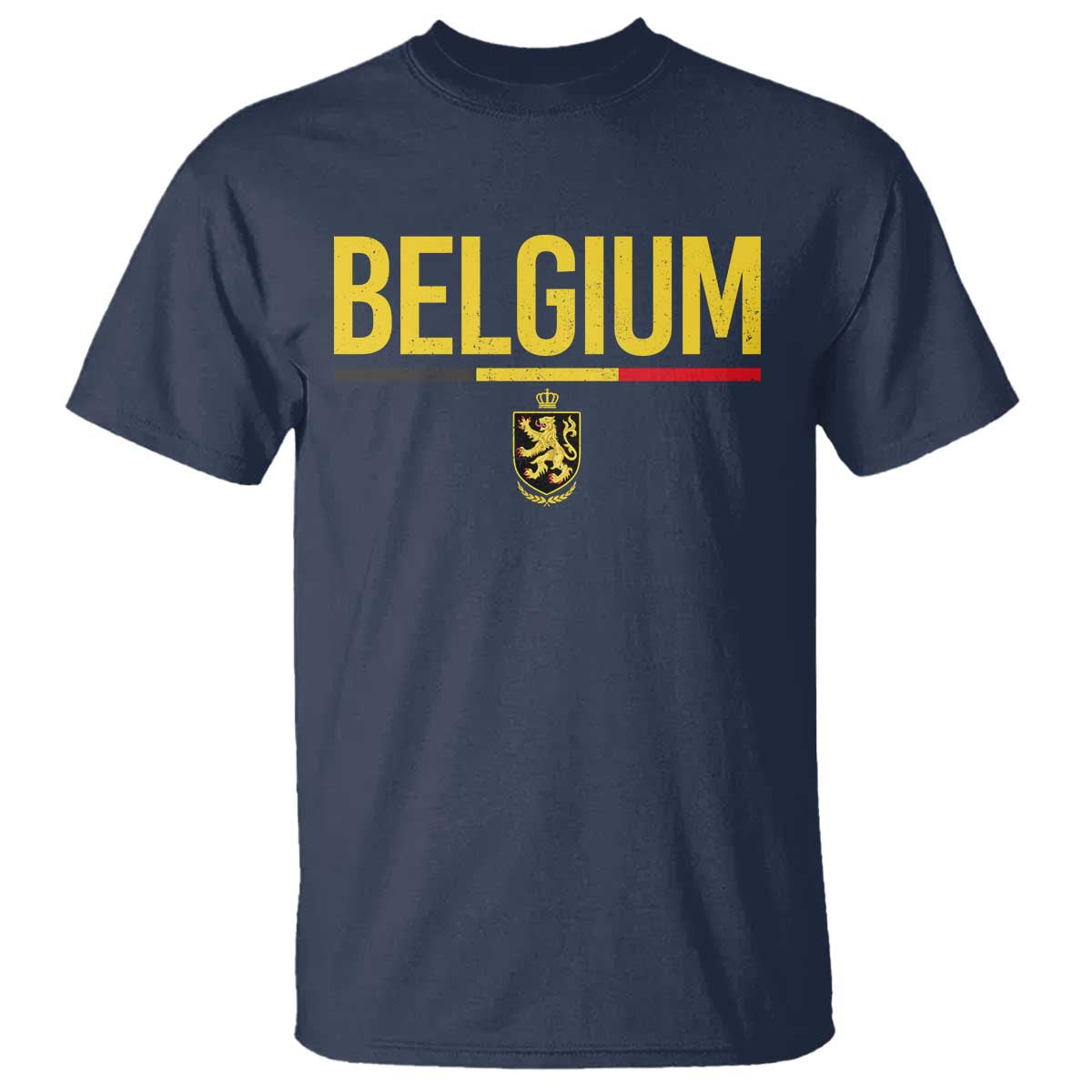 Belgium Belgian Flag T Shirt Belgian Lion Coat of Arms Belgie Souvenir TS11 Navy Print Your Wear