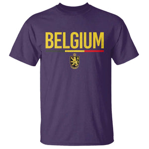 Belgium Belgian Flag T Shirt Belgian Lion Coat of Arms Belgie Souvenir TS11 Purple Print Your Wear