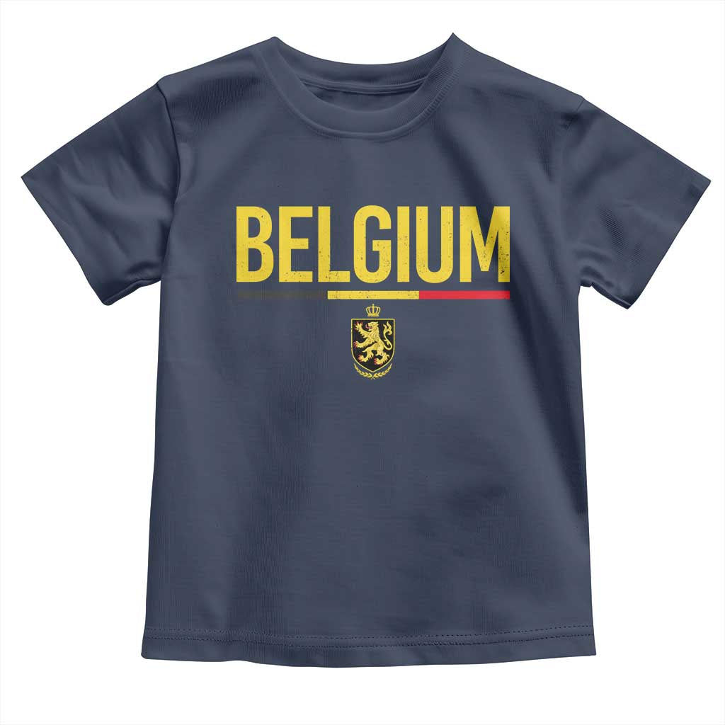 Belgium Belgian Flag Toddler T Shirt Belgian Lion Coat of Arms Belgie Souvenir TS11 Navy Print Your Wear
