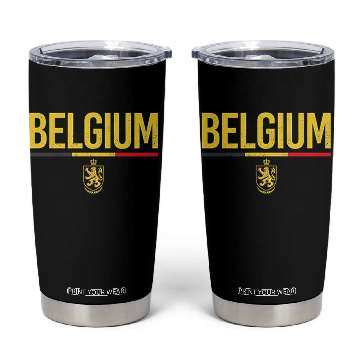 Belgium Belgian Flag Tumbler Cup Belgian Lion Coat of Arms Belgie Souvenir TS11 Black Print Your Wear