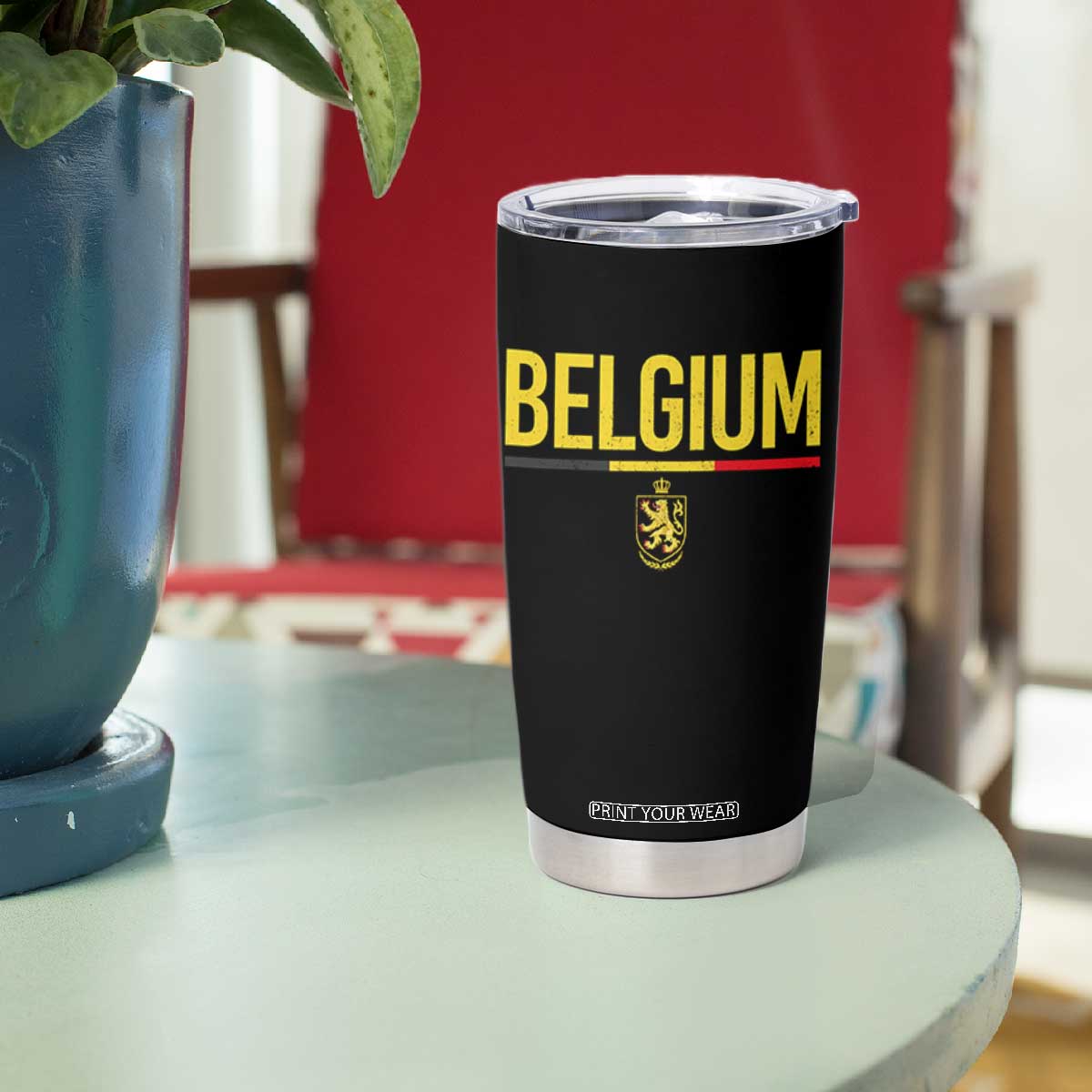 Belgium Belgian Flag Tumbler Cup Belgian Lion Coat of Arms Belgie Souvenir TS11 Print Your Wear