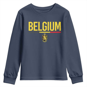 Belgium Belgian Flag Youth Sweatshirt Belgian Lion Coat of Arms Belgie Souvenir TS11 Navy Print Your Wear