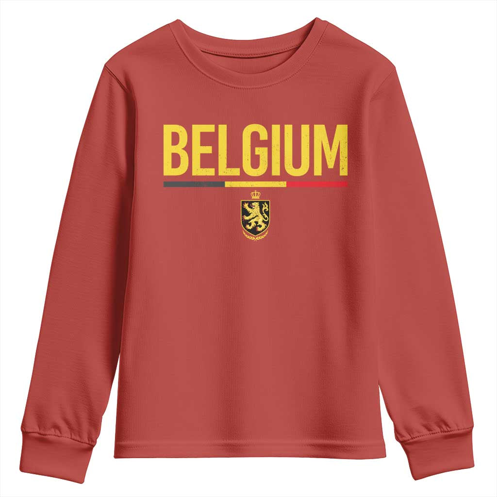 Belgium Belgian Flag Youth Sweatshirt Belgian Lion Coat of Arms Belgie Souvenir TS11 Red Print Your Wear