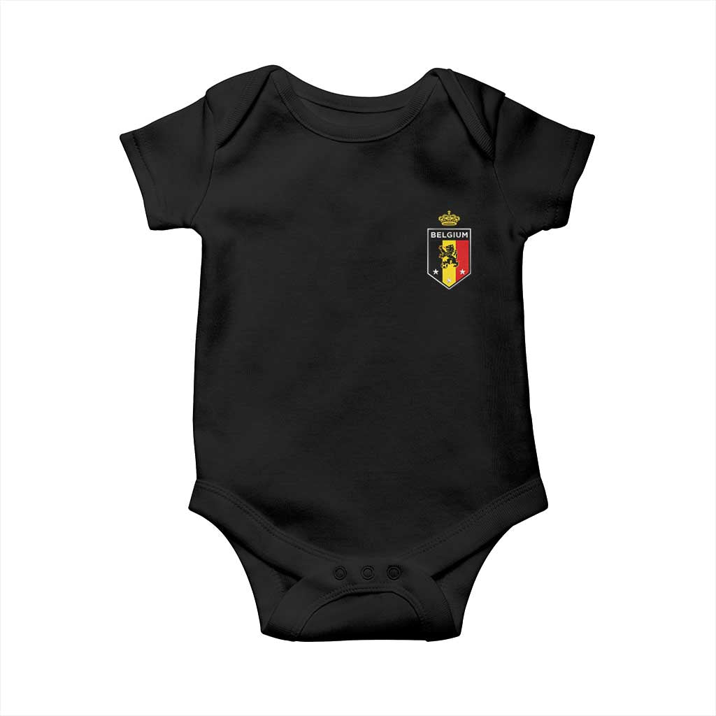 Belgium Football Crest Baby Onesie Vintage Belgian Lion Crown Belgian Heritage TS11 Black Print Your Wear