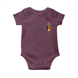 Belgium Football Crest Baby Onesie Vintage Belgian Lion Crown Belgian Heritage TS11 Maroon Print Your Wear
