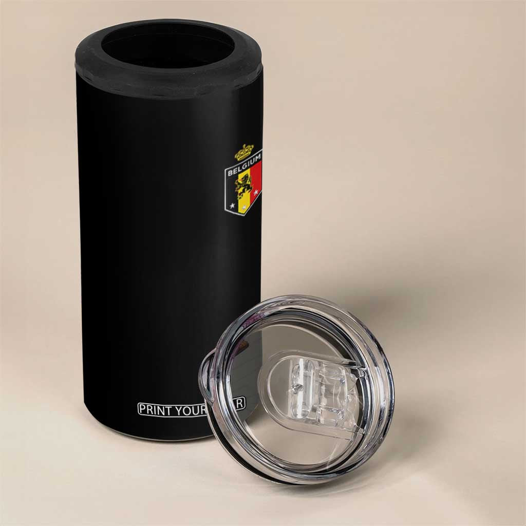 Belgium Football Crest 4 in 1 Can Cooler Tumbler Vintage Belgian Lion Crown Belgian Heritage TS11 Print Your Wear