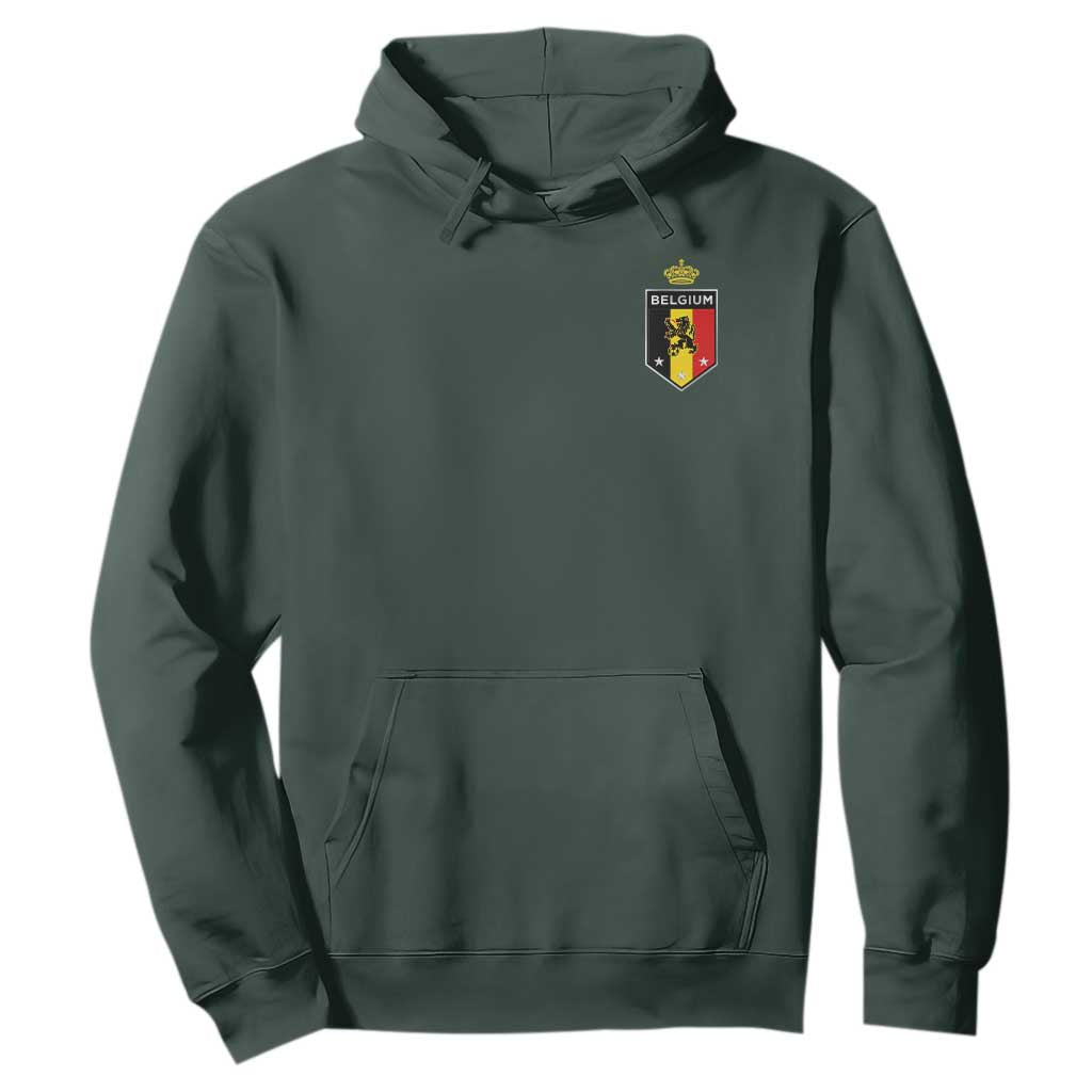 Belgium Football Crest Hoodie Vintage Belgian Lion Crown Belgian Heritage TS11 Dark Forest Green Print Your Wear