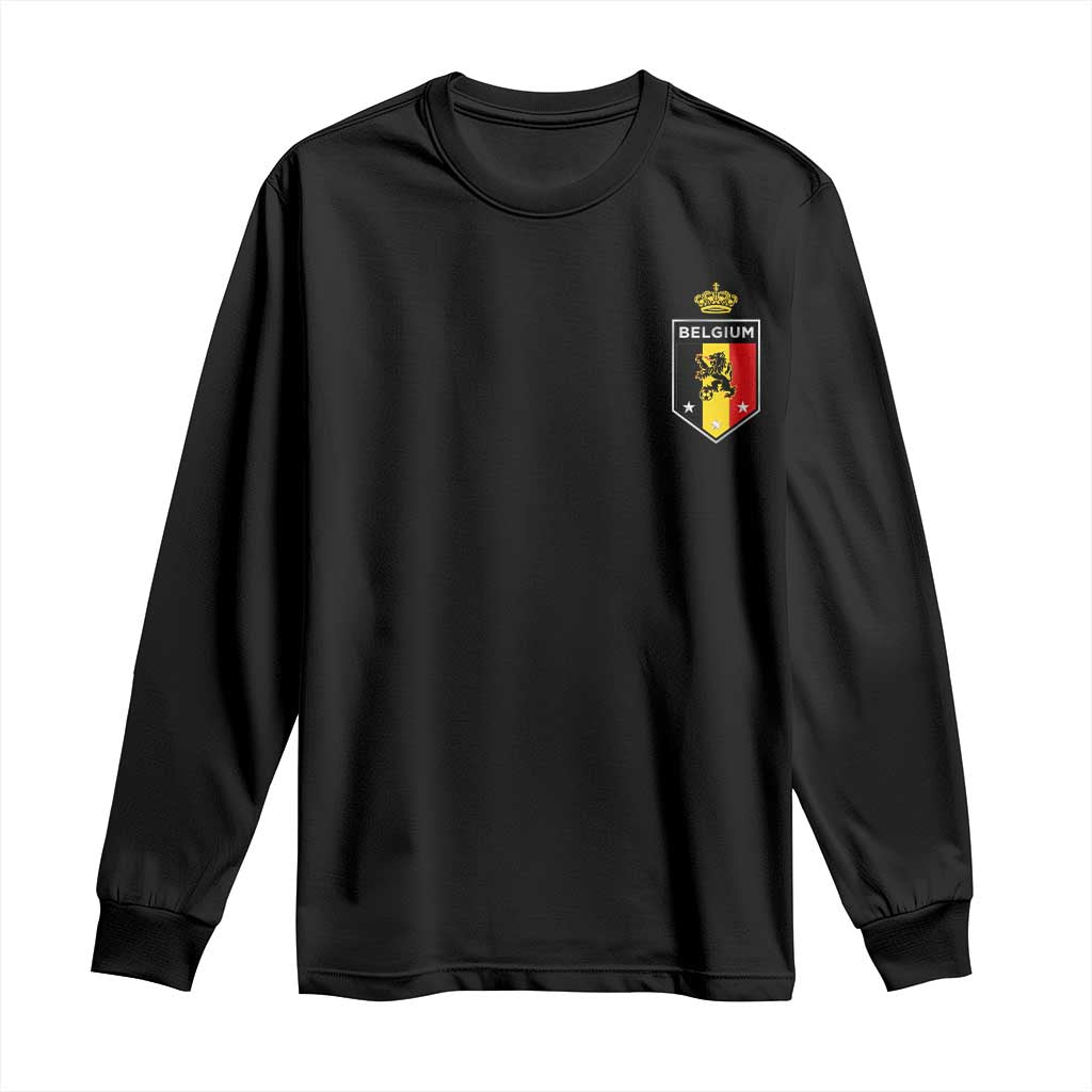 Belgium Football Crest Long Sleeve Shirt Vintage Belgian Lion Crown Belgian Heritage TS11 Black Print Your Wear