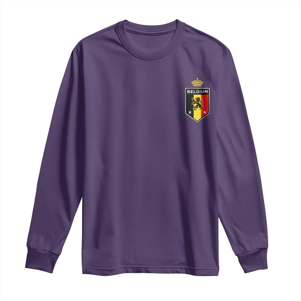 Belgium Football Crest Long Sleeve Shirt Vintage Belgian Lion Crown Belgian Heritage TS11 Purple Print Your Wear