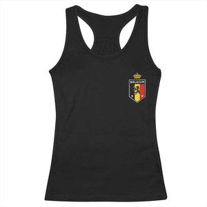 Belgium Football Crest Racerback Tank Top Vintage Belgian Lion Crown Belgian Heritage TS11 Black Print Your Wear