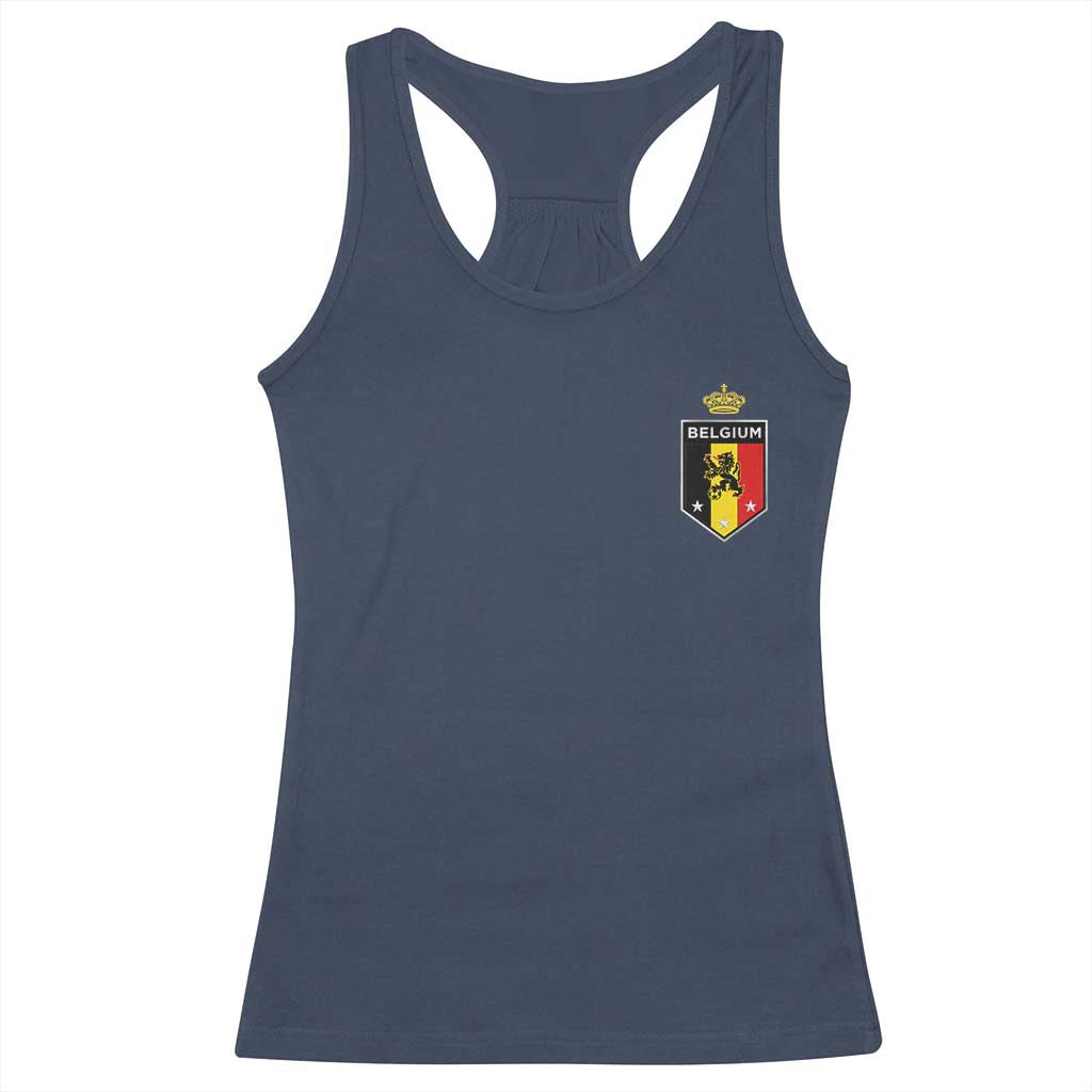 Belgium Football Crest Racerback Tank Top Vintage Belgian Lion Crown Belgian Heritage TS11 Navy Print Your Wear