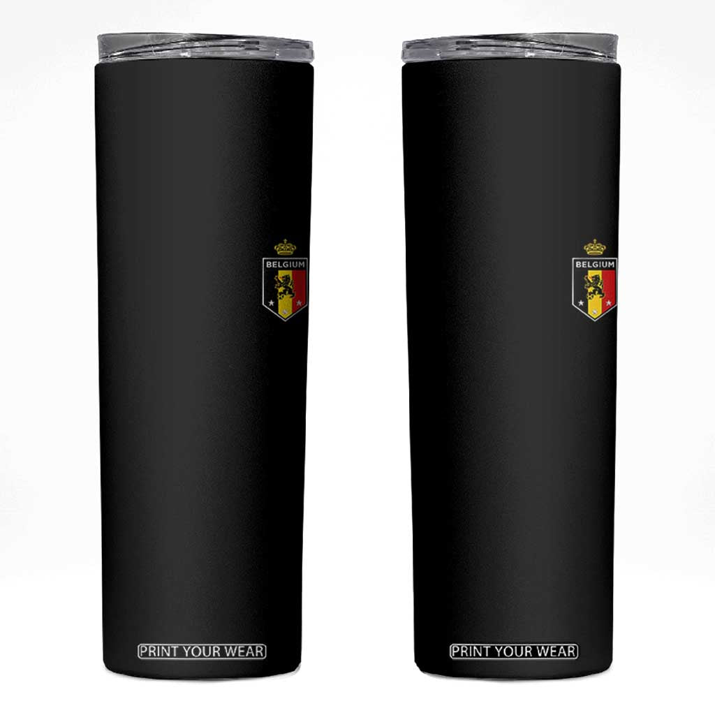 Belgium Football Crest Skinny Tumbler Vintage Belgian Lion Crown Belgian Heritage TS11 Black Print Your Wear